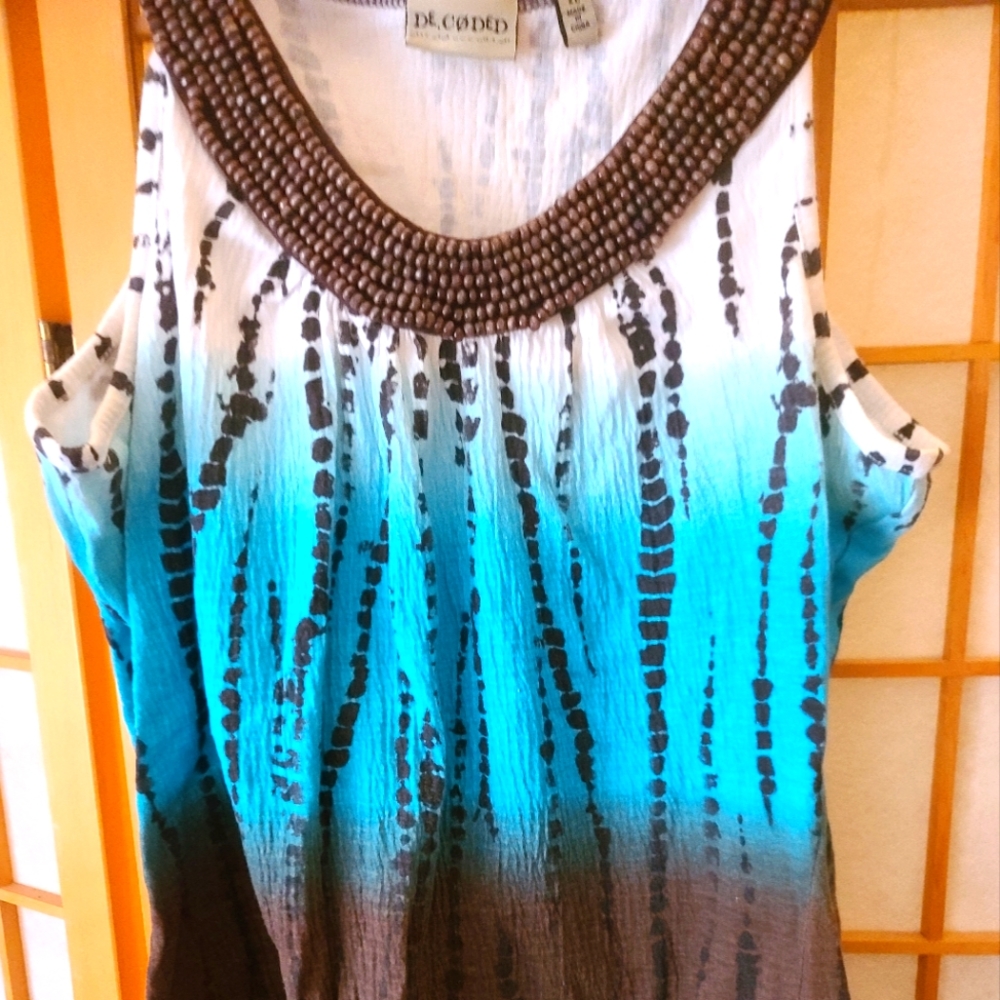**De coded sleeveless blouse XL turquoise  and brown